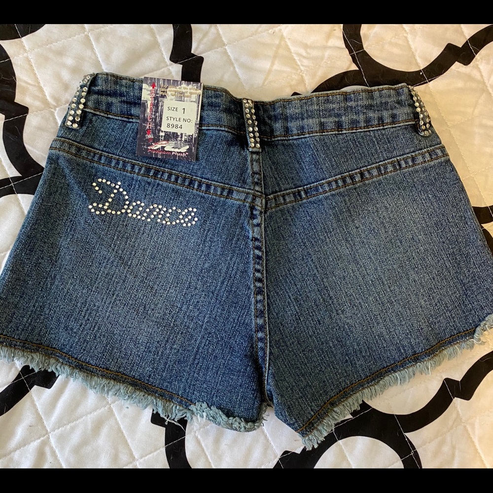 Denim Rhinestone Shorts - Picture 2 of 3